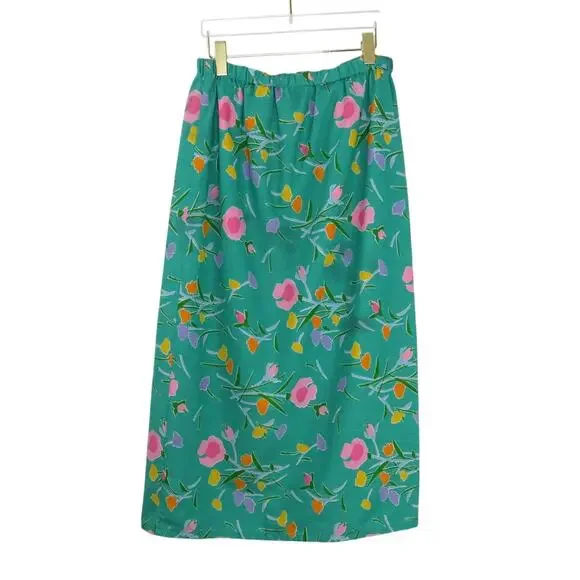 Vintage Vibrant Retro Floral Maxi Skirt Large Granny Pastel Easter - Picture 1 of 5